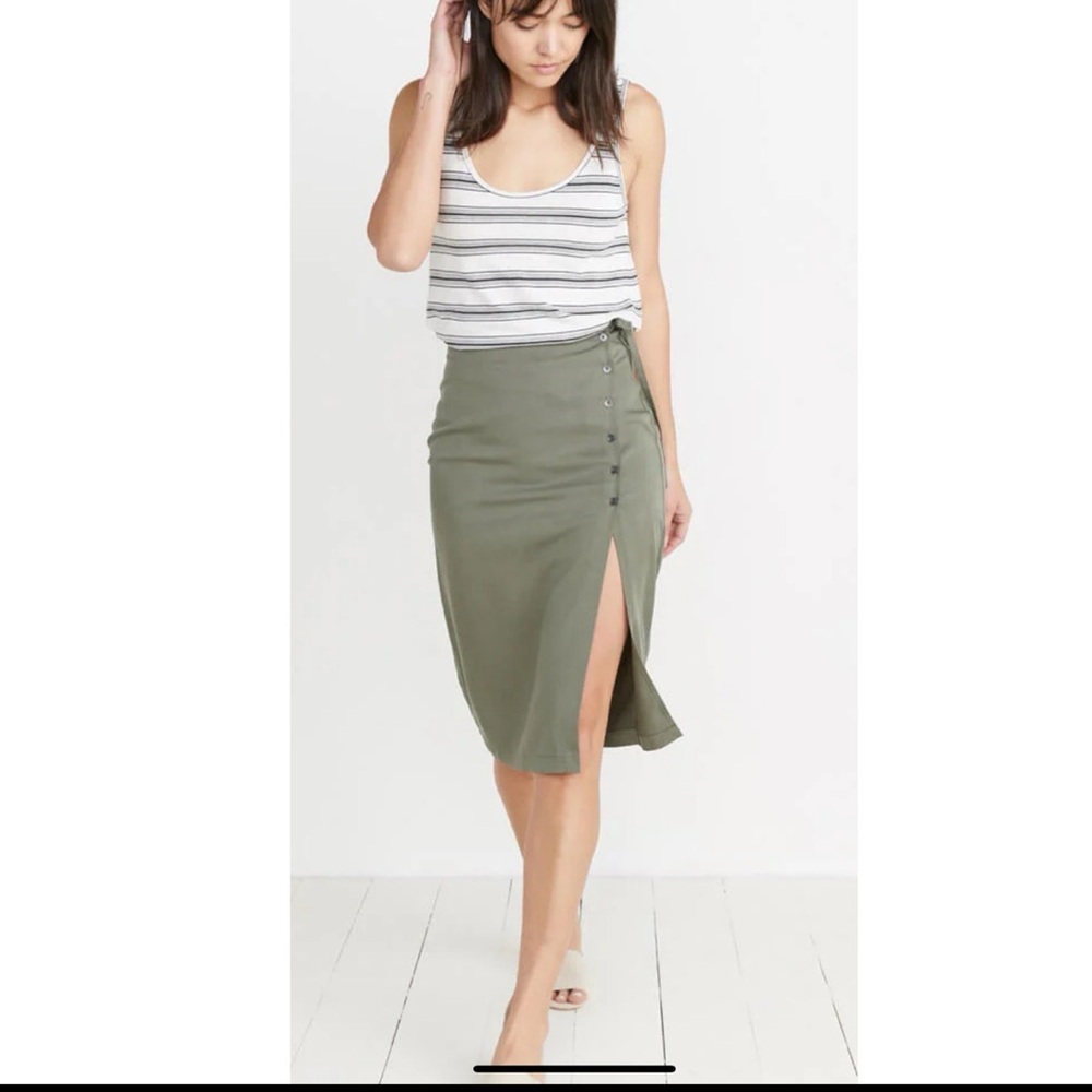 Marine Layer Layla Wrap Midi Skirt -Dusty Olive - Midi Side Slit - Small - NWT